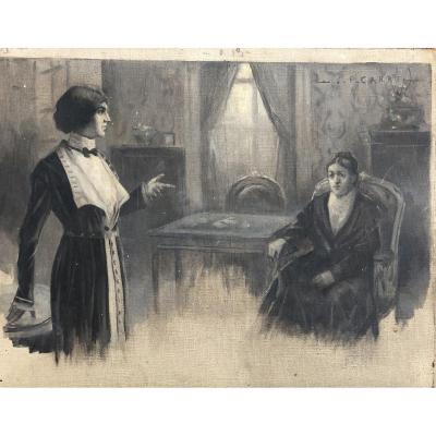 Jean-pierre Carré (1872-1947), Bordeaux, Sketch In Grisaille Preparatory: Theater Project