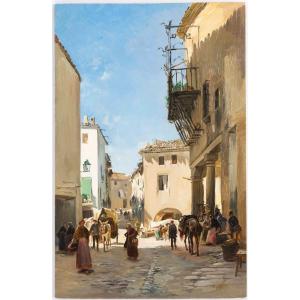 Jaume Morera Y Galicia (1854 - 1927) - View Of Santa Coloma De Queralt, Catalonia, 1877