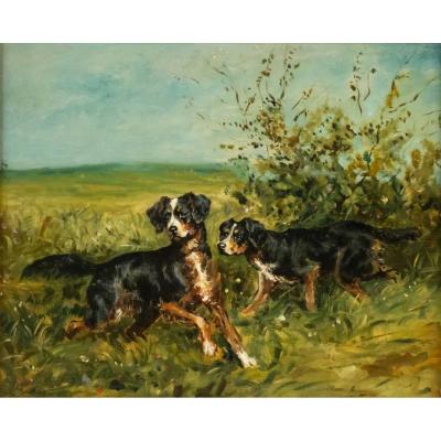Charles Olivier De Penne (paris, 1831 - Marlotte, 1897) - Hunting Dogs.