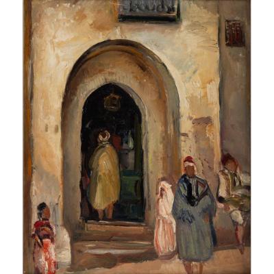 Orientalisme School - Early 20th Century - Tunis Street Scene -circa 1920.