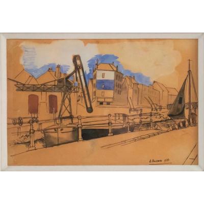 Alfred Courmes (1898 - 1993) -paris, Canal View- Dated 1928.