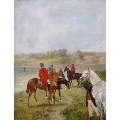 Brown John , Lewis (bordeaux 1829, Paris 1890)- Bat-l’eau, Scène De Chasse à Courre.