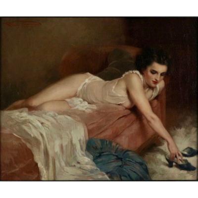 Henri Joseph Thomas (1878 - 1972) Belgian School - Green Shoes.