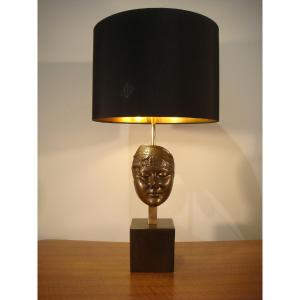 Young Woman's Mask Lamp In Bronze Period Circa 1970