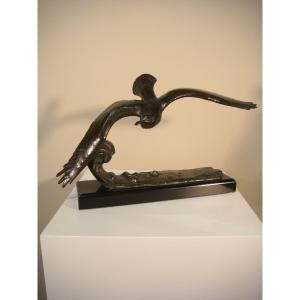 Bronze Sculpture Seagull On A Wave Art Deco Period