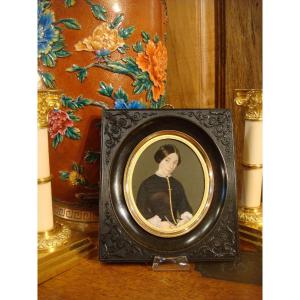 Miniature Portrait Of A Young Woman Late Louis Philippe Period