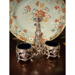 Table Salt Cellar In Crystal And Sterling Silver Second Empire Period