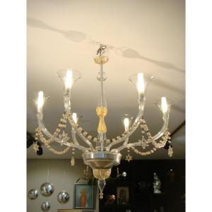 Large Murano Blown Glass Chandelier Circa 1940