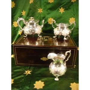 Silver Tea Service In Its Case With Count's Crown