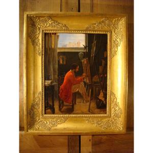 Man Painting In An Interior