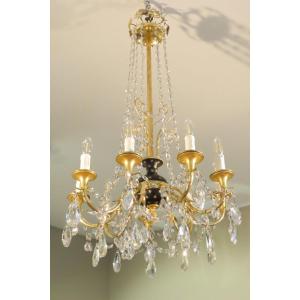 Empire Period Gilt Bronze And Crystal Chandelier