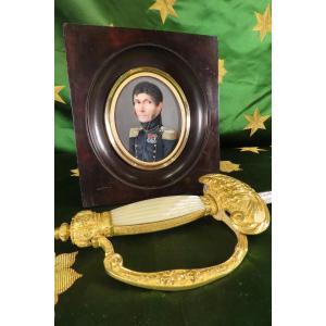 Miniature Portrait Of A French Officer, Early 19th Century 