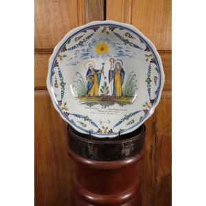 Patronymic Salad Bowl In Nevers Earthenware, Early 19th Century 