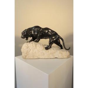 Bronze Panther By James Andrey Early 20th Century 
