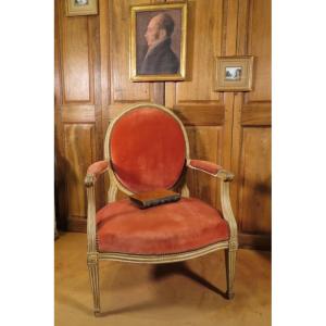 Large Seat With Flat Back In Lacquered Wood Louis XVI Period 