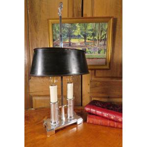 Small Silvered Bronze Hot Water Bottle Lamp 19th Century