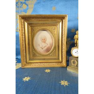 Miniature Portrait Drawing Of A Young Child Ew Thomson - Restoration Period