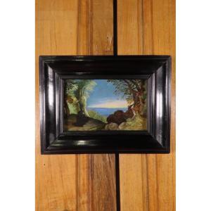 Oil On Copper Landscape With Parrots Flemish School - 17th Century. 