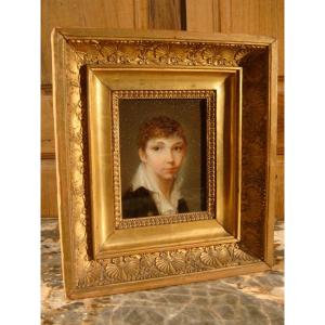 Fixed Under Glass Representing The Portrait Of A Young Man - Empire 