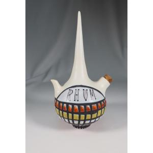 Capron Polychrome Ceramic Bottle 20th Century 
