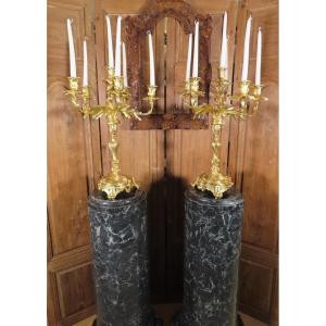 Pair Of Rococelle Gilt Bronze Candelabra Napoleon III Period 