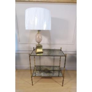 Rectangular Bronze And Mirror End Table, Circa 1970