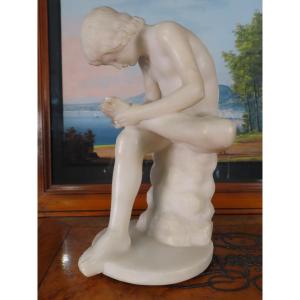 Antique-style Alabaster Sculpture Of A Young Ephebe 