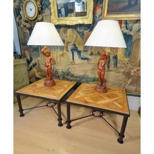 Pair Of Parquet Coffee Tables, Versailles Style, Circa 1970