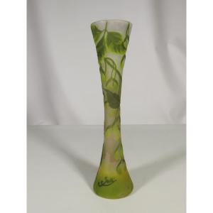 Diabolo Vase With Vegetable Decor Galle Art Nouveau Period Circa 1900