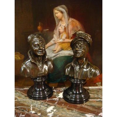 Pair Of Flemish Busts In Bronze Era XVIII