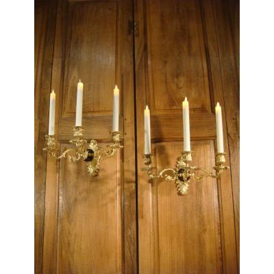 Pair Of Gilt Bronze And Sphere Sconces - Louis Philippe Period