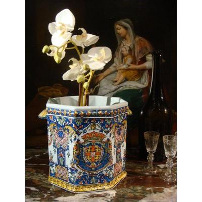 Cooler In Armorial Faience - Late Nineteenth Time