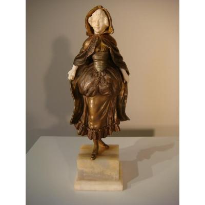 Chriséléphantine Jeune Femme - Charles Eloy Bailly Around 1880