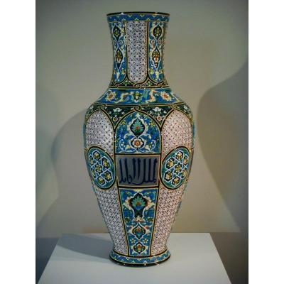 Big Vase Ceramic Oriental Inspiration Jules Vieillard In Bordeaux