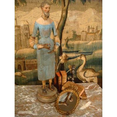 Grand Santon In Polychrome Wood XVIIIth Period