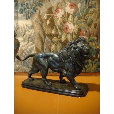 Bronze Sculpture Lion Marchant Edouard Paul Delabrierre