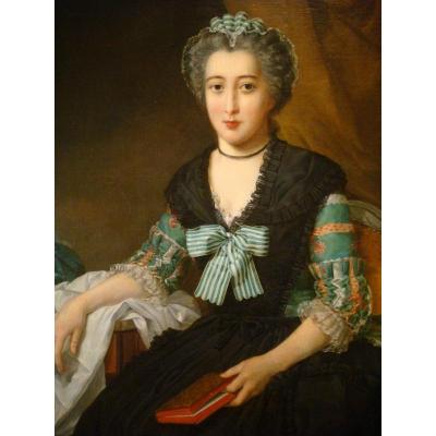 Large Portrait Of A Woman Reading XVIIIth Century Period
