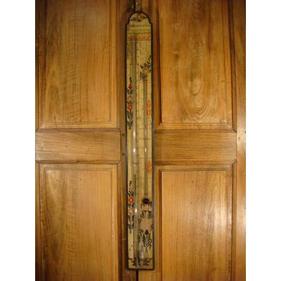Molgatini Frères Lacquered Wood Thermometer Barometer