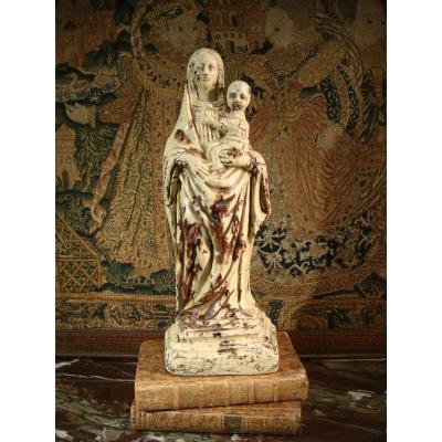 Ligron Virgin And Child In Varnished Earth - Epoque XVIII