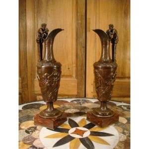 Pair Of Ewer In Bronze