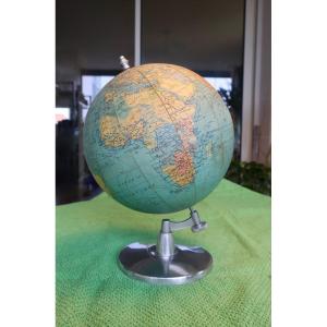 Barren Terrestrial Globe 1962 Aluminum Base
