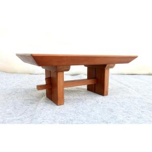 Scandinavian "brutalist" Japandi Style Coffee Table, Solid Teak, 20th Century