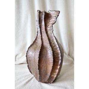 Jean Linard, La Borne, Sculptural Vase In Sandstone, Unique Piece, Tbe.