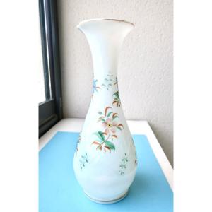 Small Baluster Vase In Translucent Crystal Opaline "soap Bubble", Mid-19th Century, Very Good Condition