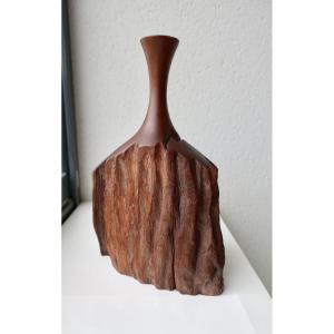 20th Century Sculpture Vase, Australian Rosewood Mahogany, Dlg Doug Ayers