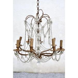 8-light Bronze Chandelier With Crystal Tassels