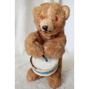 Antique Mechanical Toy Bear Playing The Drum, Max Carl, 1957