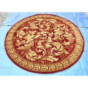 Round Empire Style Rug, 20th Century, Hand-knotted Wool, 220 Cm.