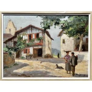 Serres Raoul (1881-1971) Landscape Of The Basque Country - Oil On Panel, Painting 
