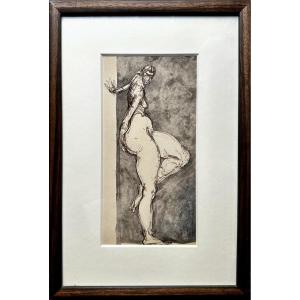 Brassaï (1899-1984) Portrait Of A Nude Woman In Profile - Drawing, Ink Wash - Gyula Halasz
